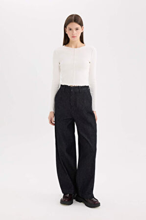 Baggy Fit Yüksek Bel Uzun Jean Pantolon