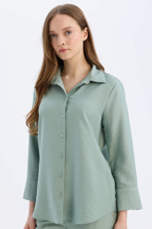 Regular Fit Basic Düz Uzun Kollu Gömlek