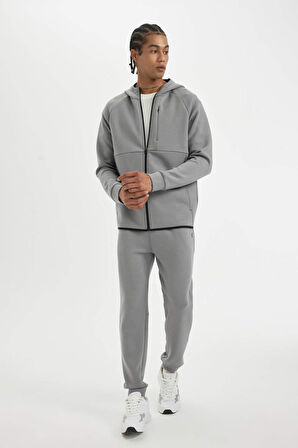 DeFactoFit Slim Fit Sporcu İnce Jogger Eşofman Altı Dar Kesim Skuba Dalgıç Kumaş Standart Paça Beli Bağcıklı Lastikli Paça Z9112AZ24AUGR519