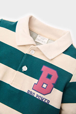 DeFacto Erkek Bebek Gömlek Yaka Çizgili Baskılı İçi Yumuşak Tüylü Sweatshirt E3833A525SPBG319