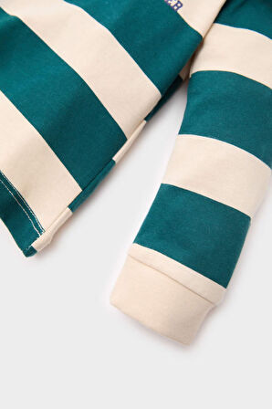 DeFacto Erkek Bebek Gömlek Yaka Çizgili Baskılı İçi Yumuşak Tüylü Sweatshirt E3833A525SPBG319