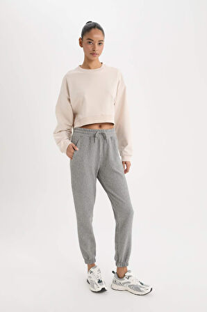 DeFactoFit Bisiklet Yaka Basic Düz Sporcu Sweatshirt D7119AX25SPBG700