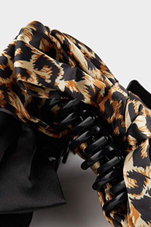 Kadın Siyah ve Leopar Desenli 2'li Mandal Toka