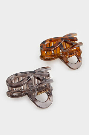 DeFacto Kadın Leopar Desenli 2'li Mandal Toka E5740AXNSKR1