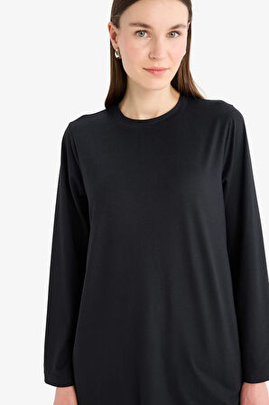 Regular Fit Basic Düz Uzun Kollu Tişört Tunik