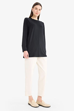 Regular Fit Basic Düz Uzun Kollu Tişört Tunik