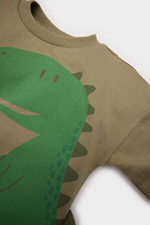 DeFacto Erkek Bebek 2'li Takım Dinazor Baskılı Sweatshirt Beli Lastikli Eşofman Altı E4910A525SPKH459