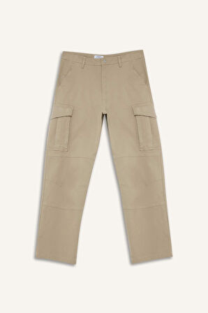 Wide Leg Bol Rahat Kesim Kargo Cepli Geniş Paça Gabardin Pantolon