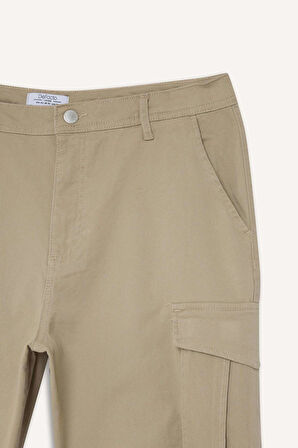 Wide Leg Bol Rahat Kesim Kargo Cepli Geniş Paça Gabardin Pantolon