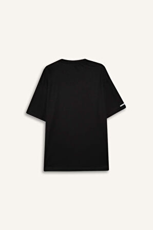 DeFactoFit Hızlı Kuruyan Boxy Fit Bisiklet Yaka Baskılı Sporcu Kısa Kollu Tişört D6726AX25SPBK81