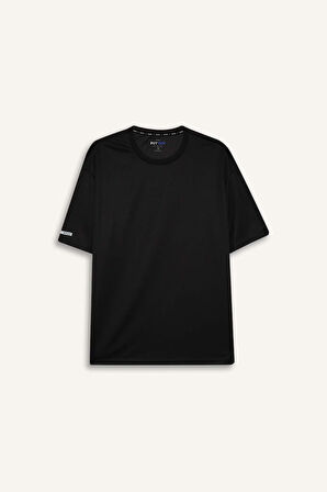 DeFactoFit Boxy Fit Bisiklet Yaka Baskılı Sporcu Kısa Kollu Tişört D6726AX25SPBK81