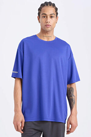 DeFactoFit Hızlı Kuruyan Boxy Fit Bisiklet Yaka Baskılı Sporcu Kısa Kollu Tişört D6726AX25SPPR468