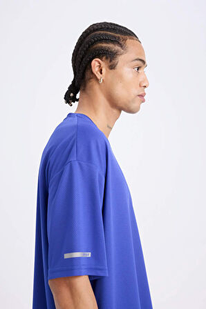 DeFactoFit Hızlı Kuruyan Boxy Fit Bisiklet Yaka Baskılı Sporcu Kısa Kollu Tişört D6726AX25SPPR468