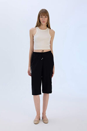 Yüksek Bel Crop Fit Belmando Kapri