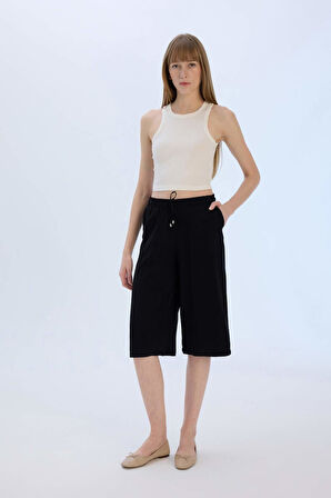 Yüksek Bel Crop Fit Belmando Kapri
