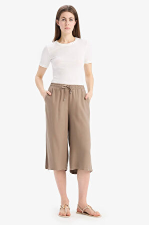Yüksek Bel Crop Fit Belmando Kapri