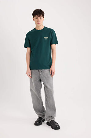 DeFacto Regular Fit Bisiklet Yaka Baskılı Kısa Kollu Ağır Kumaş Tişört D5495AX25SPGN465