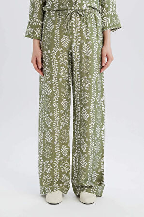 Wide Leg Geniş Bol Paça Desenli Yüksel Rahat Pantolon