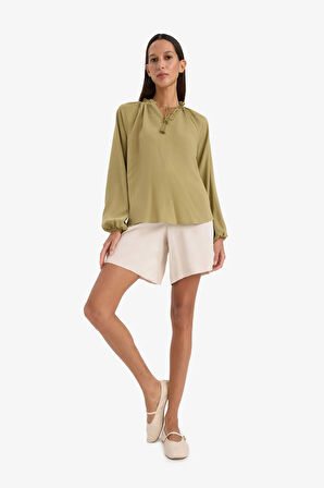 Yüksek Bel Kısa Paça Viskon Şort