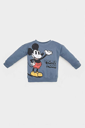 Erkek Bebek Disney Mickey & Minnie Bisiklet Yaka Sweatshirt 