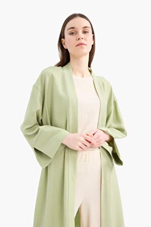 Relax Fit Basic Düz Midi Kimono