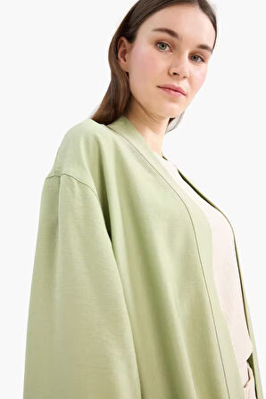 Relax Fit Basic Düz Midi Kimono