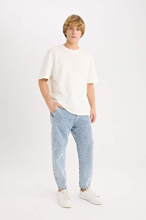 Relaxed Slouchy Fit Geniş Paça Jean Yıkamalı Pantolon