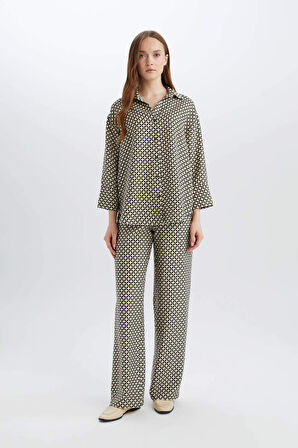 DeFacto Regular Fit Desneli Uzun Kollu Gömlek C3818AX25SPBK81