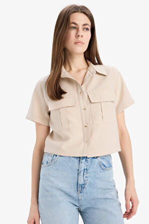 DeFacto Crop Cepli Tensel Kısa Kollu Gömlek C4784AX25SPER37