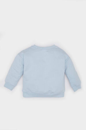 Erkek Bebek Bisiklet Yaka Baskılı Sweatshirt
