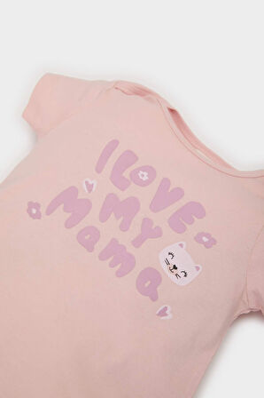 Kız Bebek Yenidoğan Penye 2'li Kısa Kollu Tulum