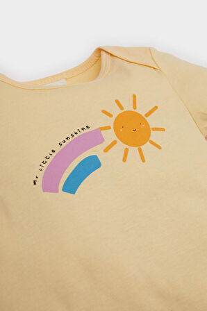 Kız Bebek Yenidoğan Gökkuşağı Baskılı Kısa Kollu Penye Tulum