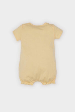 Kız Bebek Yenidoğan Gökkuşağı Baskılı Kısa Kollu Penye Tulum