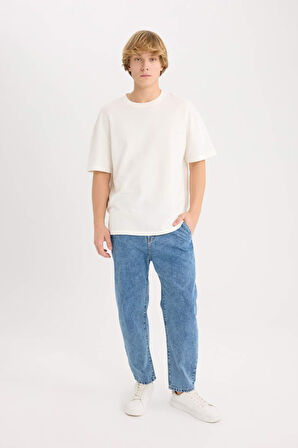 DeFacto Relaxed Slouchy Fit Rahat Kesim Düz Paça Jean Yıkamalı Pantolon E5387AX25SPNM28