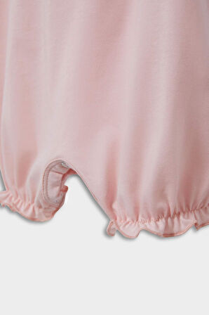 Kız Bebek Yenidoğan Desenli Penye Kısa Kollu 2'li Tulum