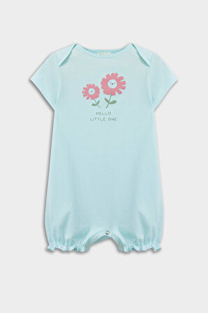 DeFacto Kız Bebek Yenidoğan Çiçekli Penye 2'li Kısa Kollu Tulum E4026A525HSWT47