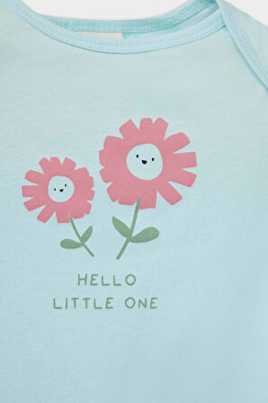 DeFacto Kız Bebek Yenidoğan Çiçekli Penye 2'li Kısa Kollu Tulum E4026A525HSWT47