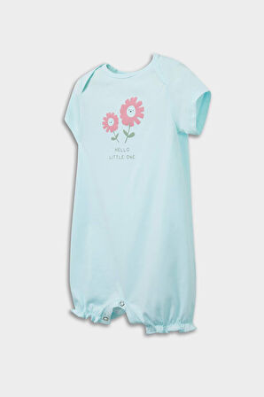 Kız Bebek Yenidoğan Çiçekli Penye 2'li Kısa Kollu Tulum