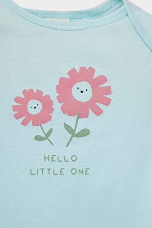 Kız Bebek Yenidoğan Çiçekli Penye 2'li Kısa Kollu Tulum