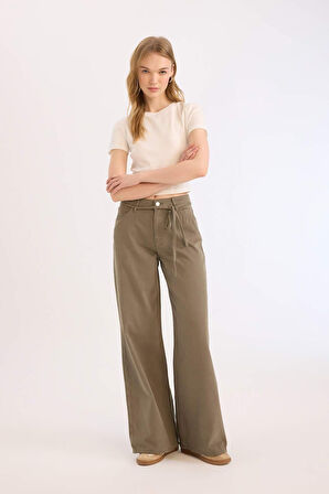 DeFacto Coool Wide Leg Gabardin Pantolon Yüksek Bel Geniş Bol Paça E1794AX25SPKH344