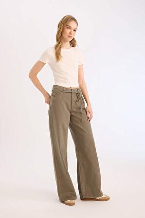 DeFacto Coool Wide Leg Gabardin Pantolon Yüksek Bel Geniş Bol Paça E1794AX25SPKH344