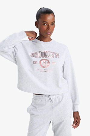 DeFactoFit NBA Brooklyn Nets Bisiklet Yaka Sporcu Sweatshirt