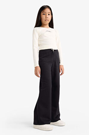 Kız Çocuk Wide Leg Beli Lastikli Geniş Paça Eşofman Altı