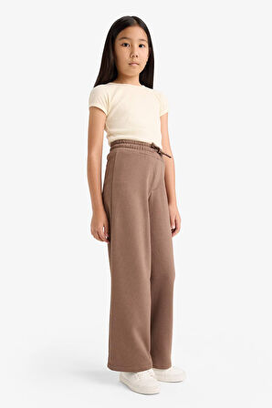 Kız Çocuk Wide Leg Beli Lastikli Geniş Paça Eşofman Altı
