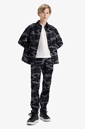 Erkek Çocuk Jogger Fit Kamuflaj Desenli Gabardin Pantolon