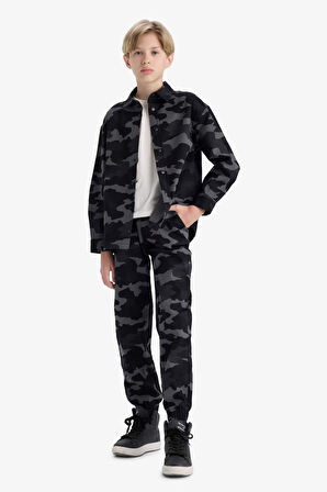 Erkek Çocuk Jogger Fit Kamuflaj Desenli Gabardin Pantolon