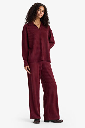 Wide Leg Fitilli Kaşkorse Beli Lastikli Pantolon 