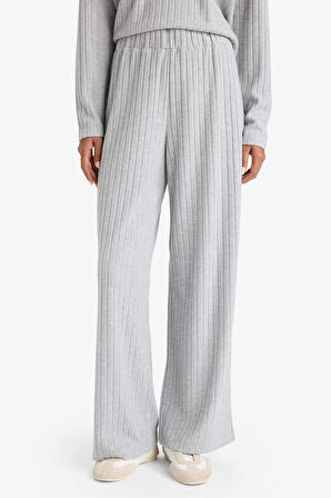 Wide Leg Fitilli Kaşkorse Beli Lastikli Pantolon 