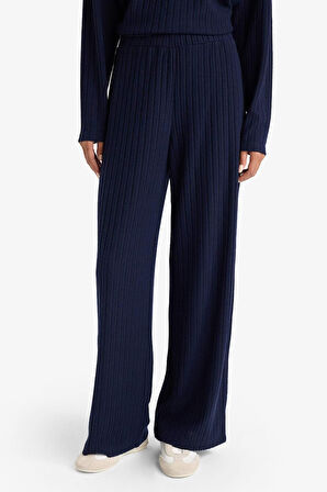 Wide Leg Fitilli Kaşkorse Beli Lastikli Pantolon 