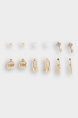 DeFacto Kadın 6'lı Gold Küpe F0705AXNSGD1
